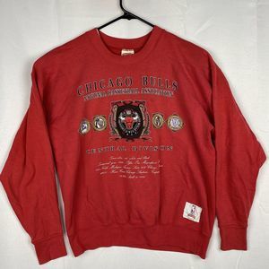 Vintage NUTMEG MILLS CHICAGO BULLS‎ Sweatshirt USA Size XL NBA RED Central Div
